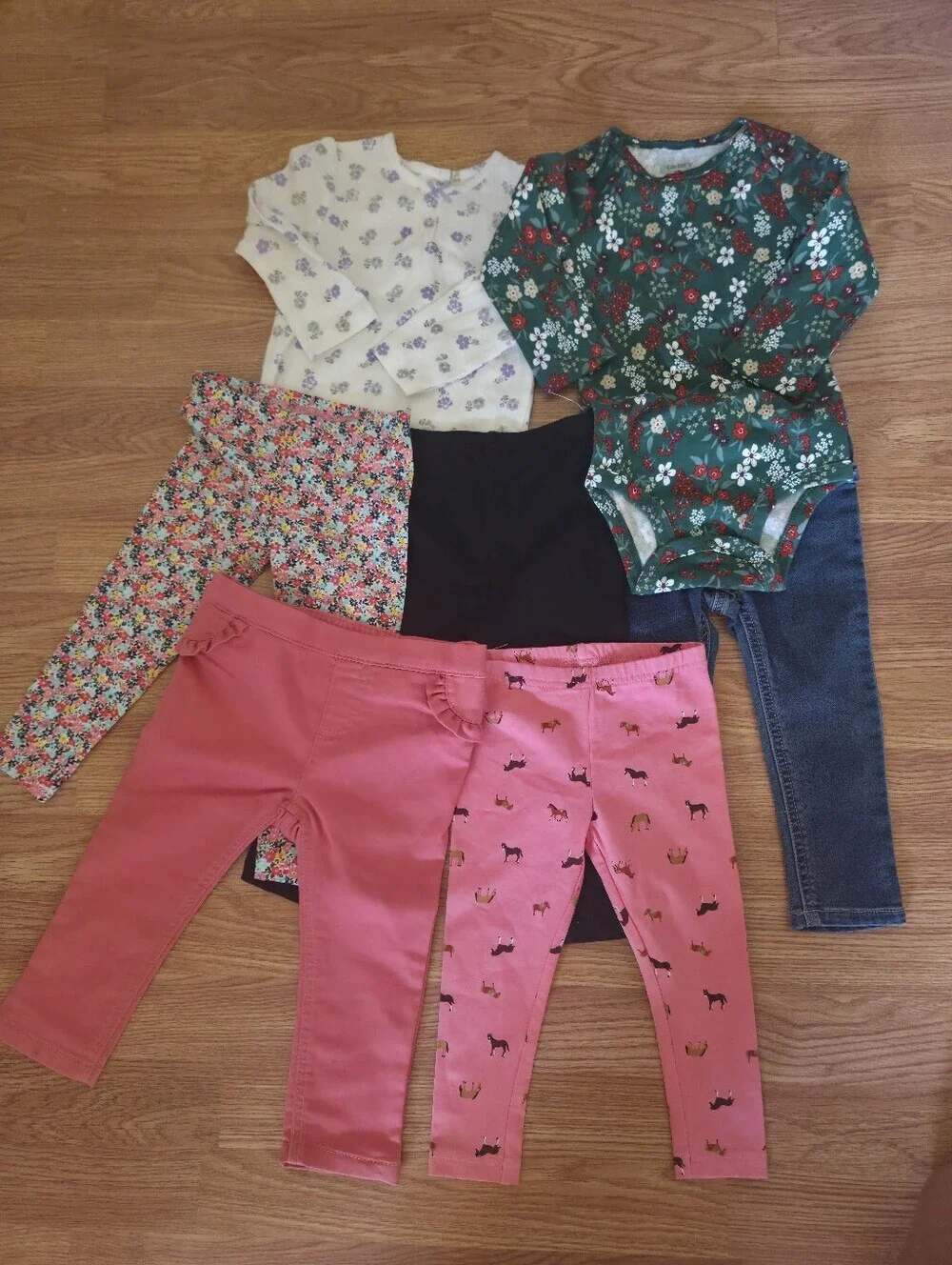 7pc Bundle Carter's Girl's 18M New Floral Horses Animal Pink Purple Bows